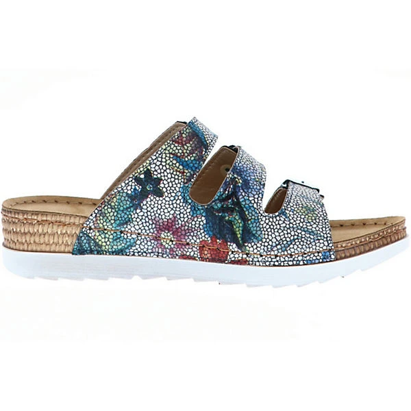 Damen Pantoletten Slipper Blumenmuster Blau/mehrfarbig - Blau 8 Damen Pantoletten Slipper Blumenmuster Blau/mehrfarbig - Blau – Bild 6