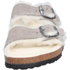Birkenstock Damen Tieffußbett Pantolette Komfort-Pantoletten - Grau -Weiche Schuhe 19877161 06