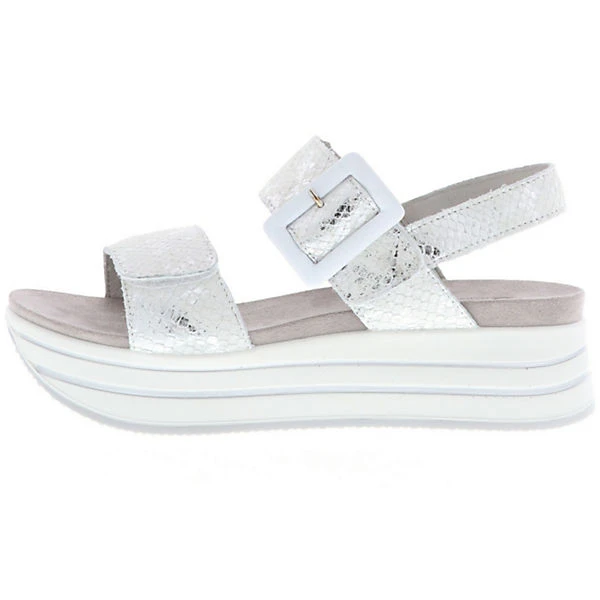 IgI&Co Damen Sandaletten Sandalen Riemen Klettverschluss Plateau Slingback Silber/grau/weiß - Silber 7 IgI&Co Damen Sandaletten Sandalen Riemen Klettverschluss Plateau Slingback Silber/grau/weiß - Silber – Bild 5