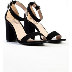 Quadratische Peeptoe-Heels CLAUDIA Schaftsandaletten - Schwarz -Weiche Schuhe 22052149 02