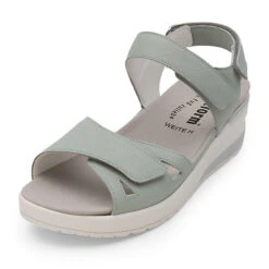 Damen Sandaletten Mit Absatz - Sandalen Damen Klettverschluss - Sommerschuh Damen Mit Keilabsatz - Damenschuhe Sandaletten Leder Damen Sandalette Leder