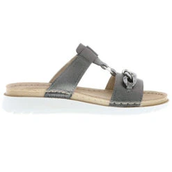 Inblu Damen Pantoletten Slipper Kettenapplikation Anthrazit/silber - Anthrazit -Weiche Schuhe 26753984 06