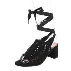 Keilsandaletten Hakenschnürung, Keilabsatz/Wedge, Geflochten