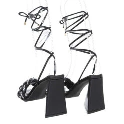 Sandalen & Sandaletten Hakenschnürung, Blockabsatz, Strass 8 Sandalen & Sandaletten Hakenschnürung, Blockabsatz, Strass -Weiche Schuhe 29129451 03