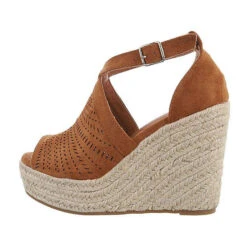 Plateausandaletten Schnalle, Keilabsatz/Wedge,