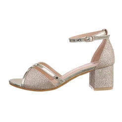 Sandalen & Sandaletten Schnalle, Blockabsatz, Metallisch, Riemen